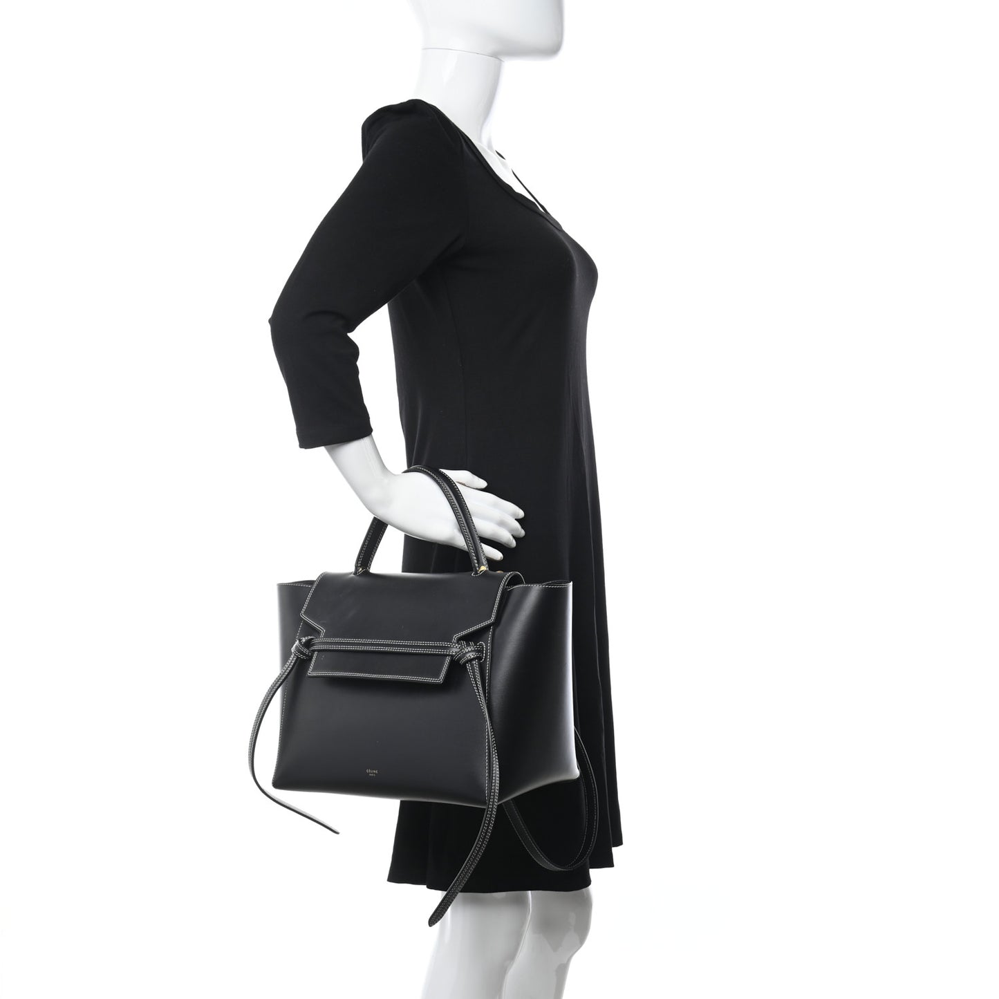 Smooth Calfskin Double Stitching Mini Belt Bag Black