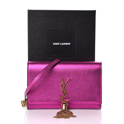 Saint Laurent Metallic Calfskin Classic Monogram Kate Tassel Chain Wallet Fuchsia 11 of 11