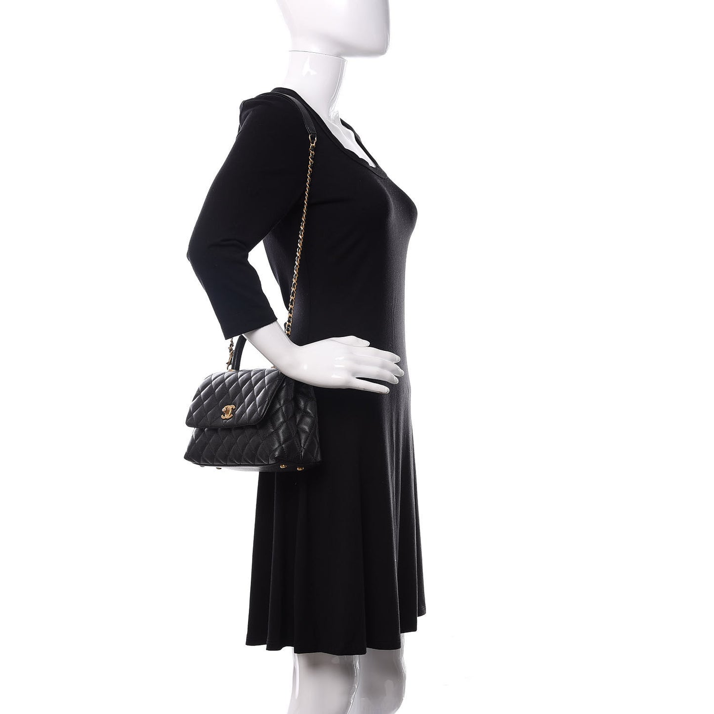 Caviar Quilted Mini Coco Handle Flap Black