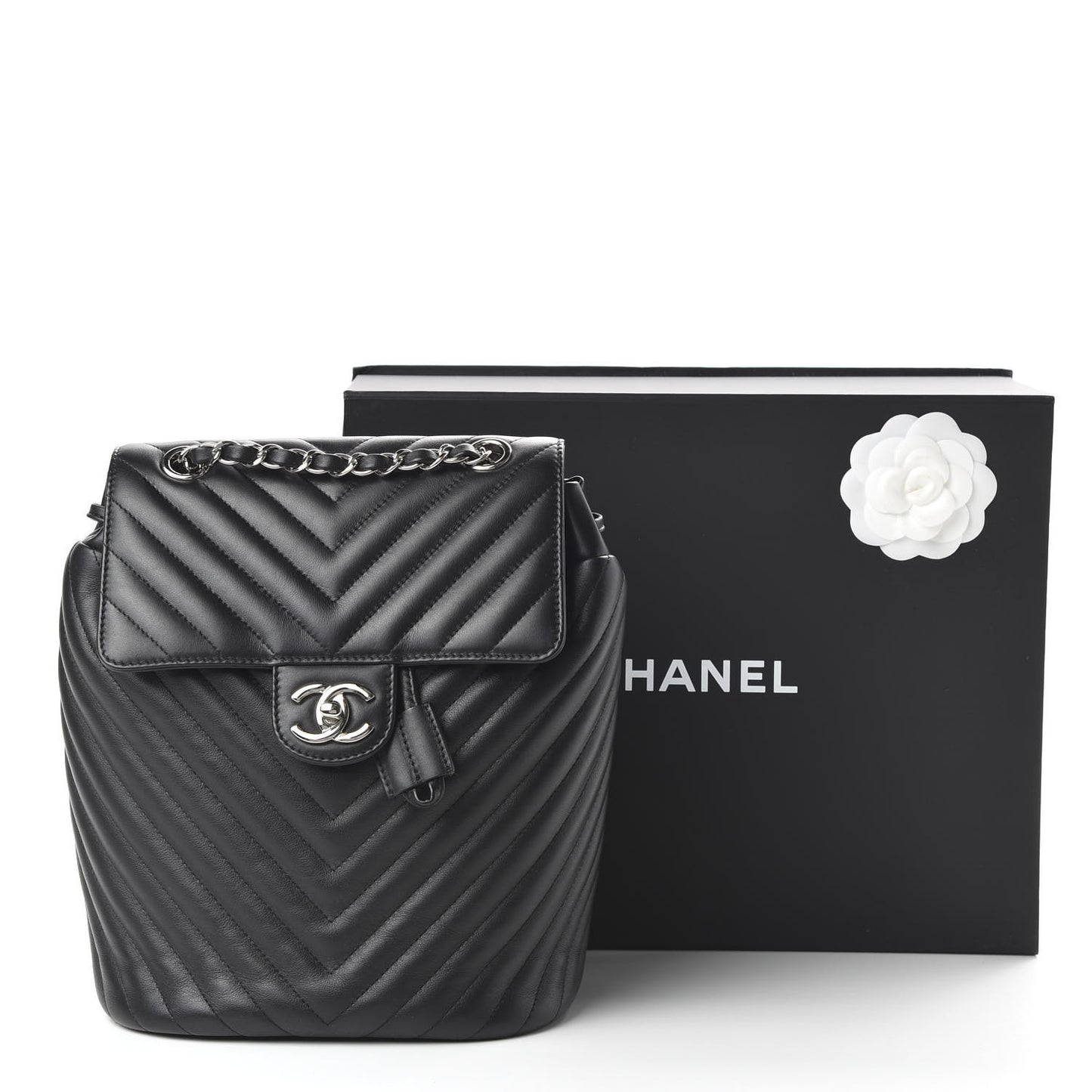 Calfskin Chevron Quilted Small Urban Spirit Backpack Black