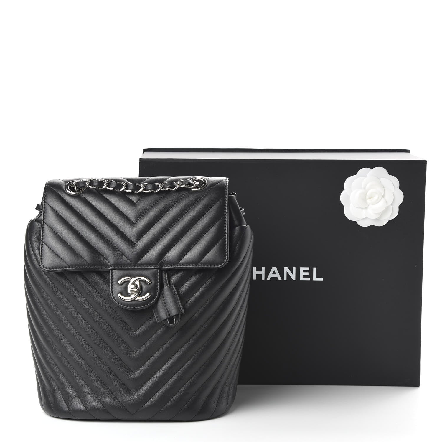 Chanel Calfskin Chevron Quilted Small Urban Spirit Backpack Black 10 of 10