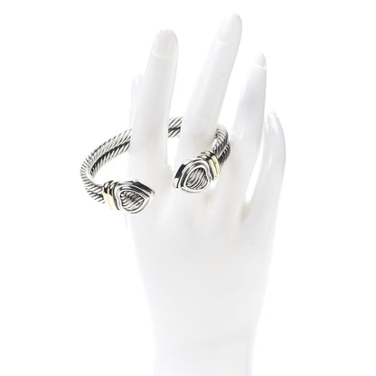 David Yurman Sterling Silver 14K Yellow Gold Double Cable Heart Bracelet 2 of 5
