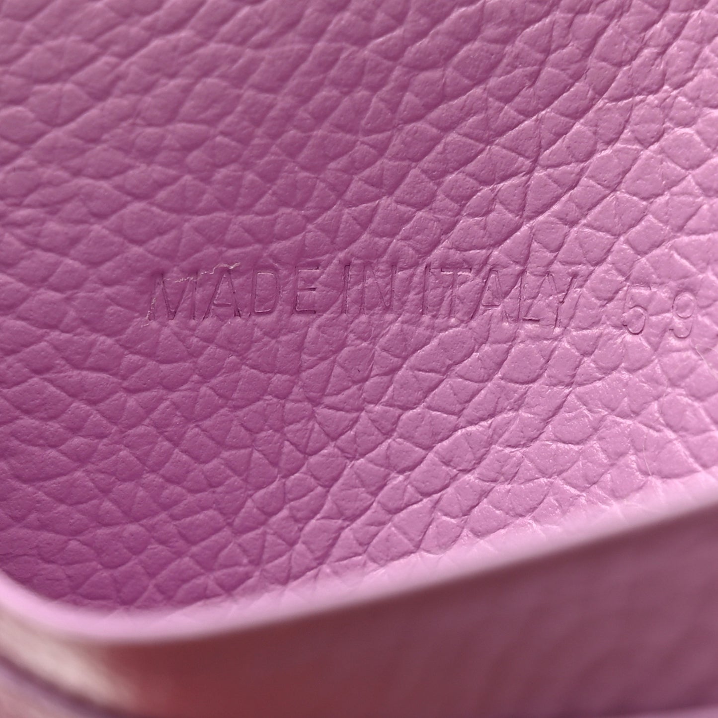 Grained Calfskin Logo Cash Rounded Card Holder Lilac Black