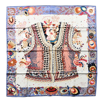 Hermes Silk Costume de Fete Scarf 90 Mauve Gris Perle Bois De Rose 1 of 6