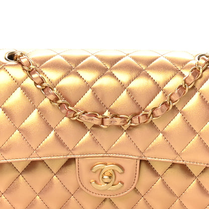 Chanel Metallic Lambskin Quilted Medium Double Flap Golden 8 of 11