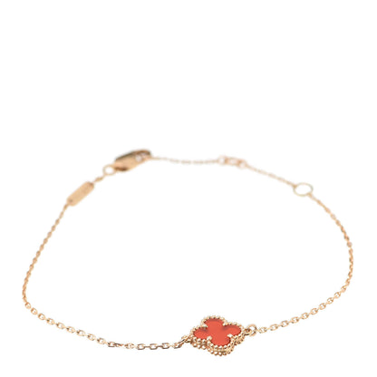 Van Cleef & Arpels 18K Rose Gold Carnelian Sweet Alhambra Bracelet 1 of 8