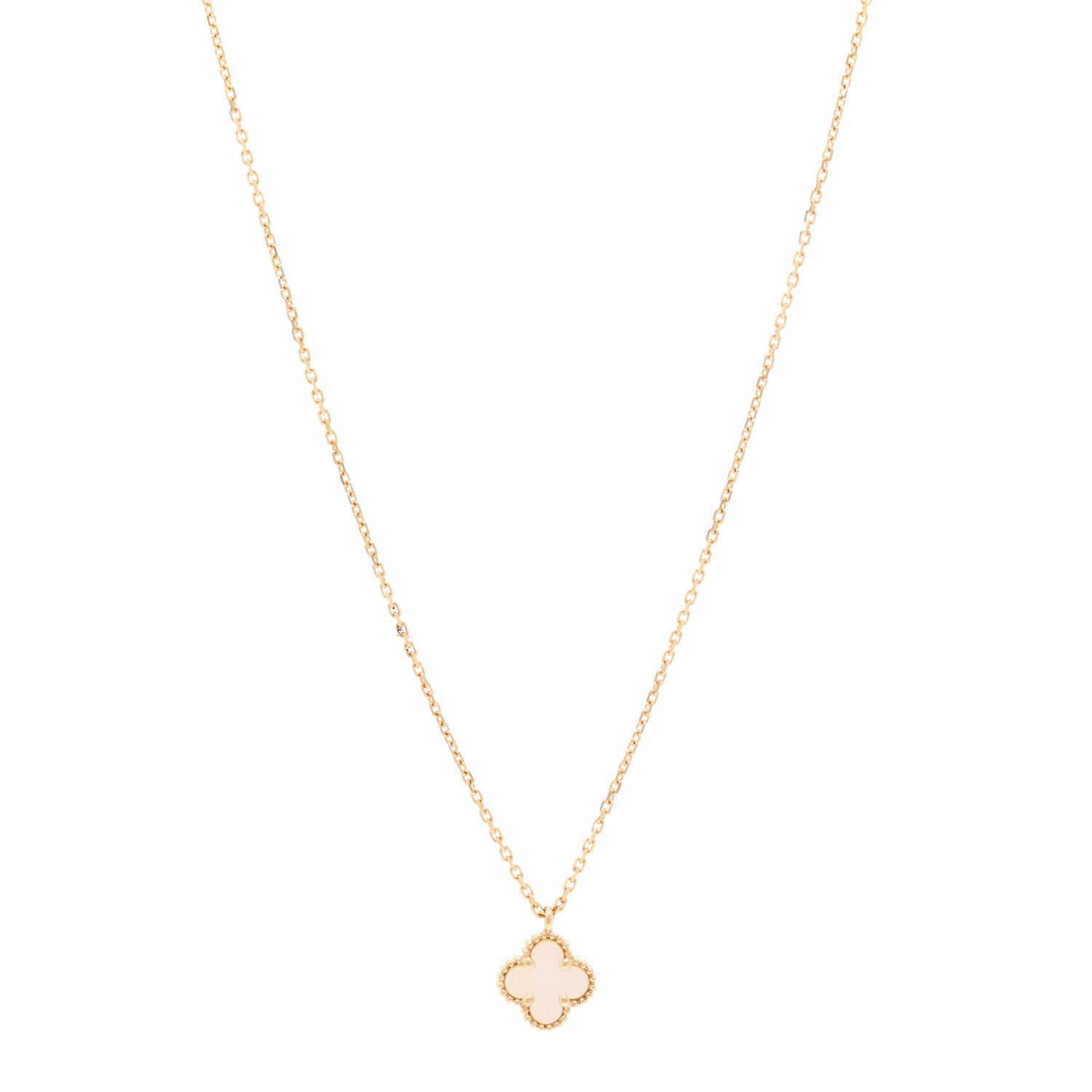 Van Cleef & Arpels 18K Yellow Gold Mother of Pearl Sweet Alhambra Pendant Necklace 1 of 6