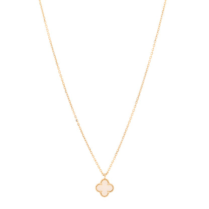 Van Cleef & Arpels 18K Yellow Gold Mother of Pearl Sweet Alhambra Pendant Necklace 1 of 6