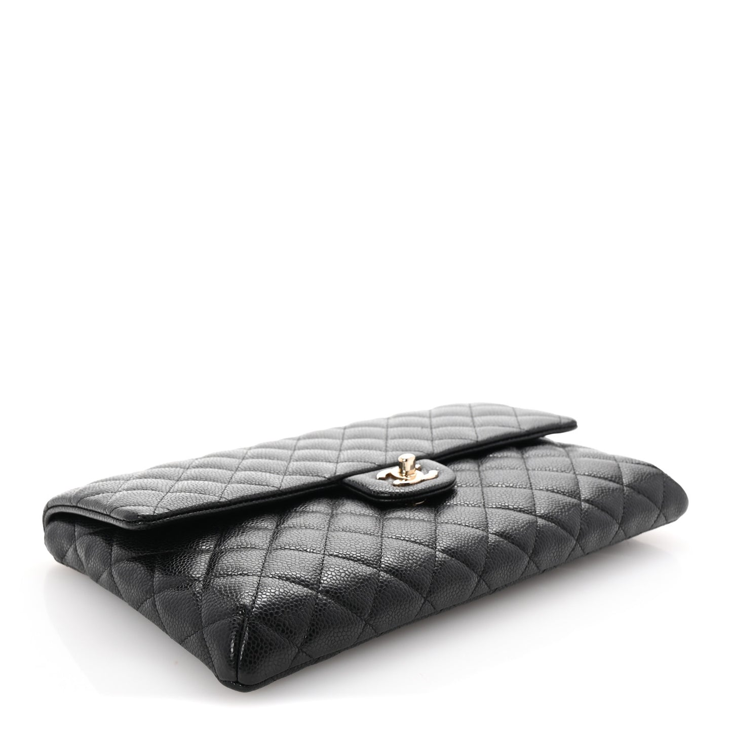 Caviar Quilted Flap Clutch Black