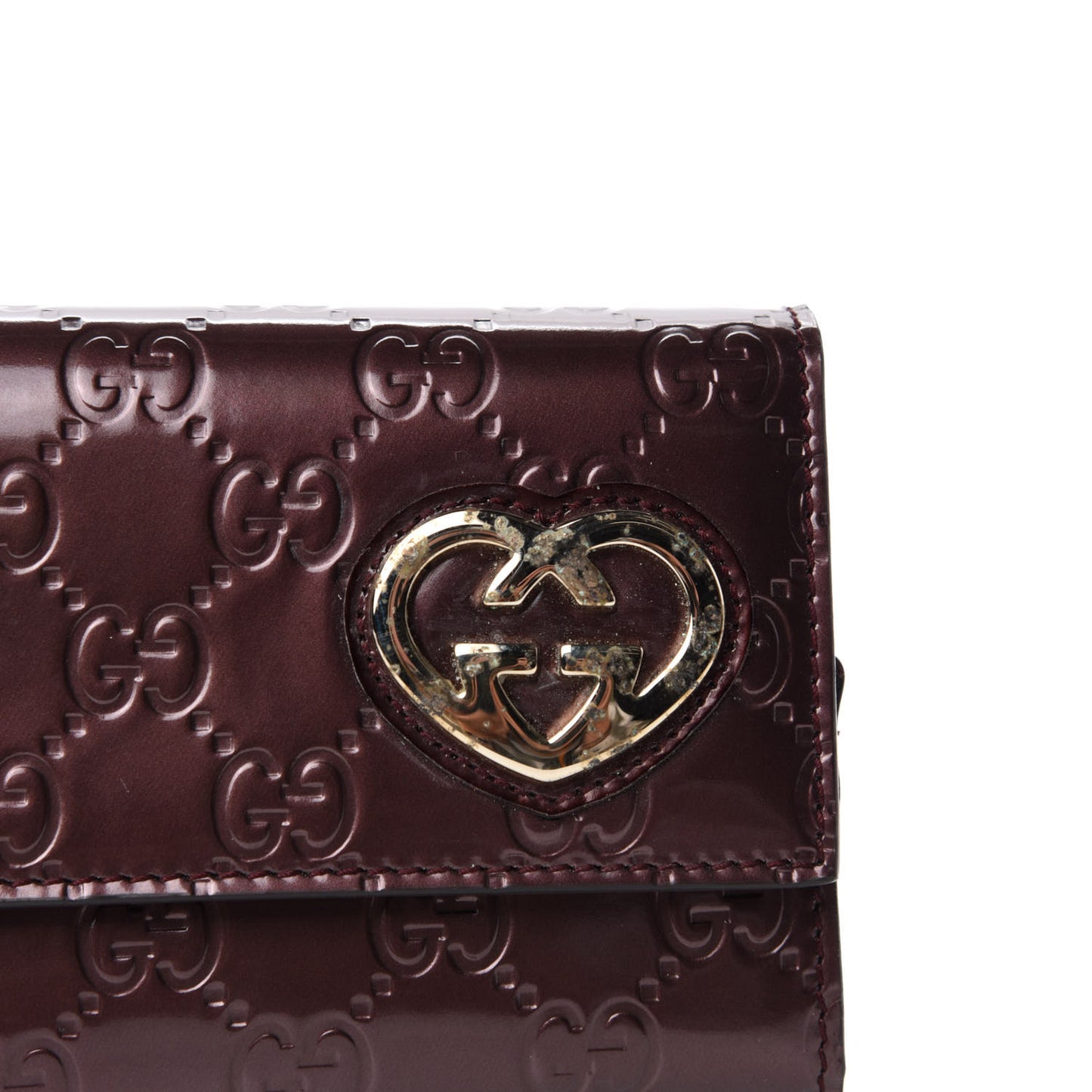 Shine Guccissima Lovely Heart Continental Wallet Scarlatto