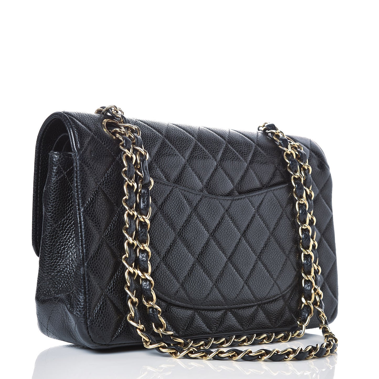 Caviar Quilted Medium Double Flap Black