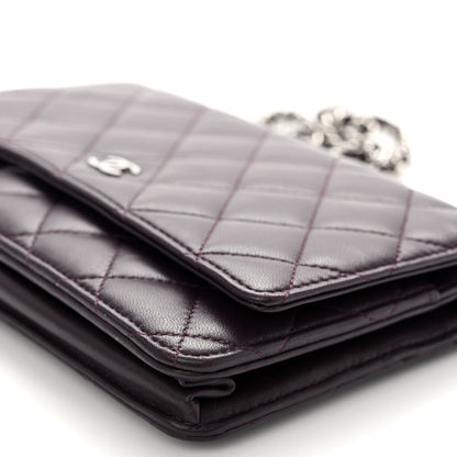 Chanel Lambskin Quilted Wallet On Chain WOC Purple 21 of 23