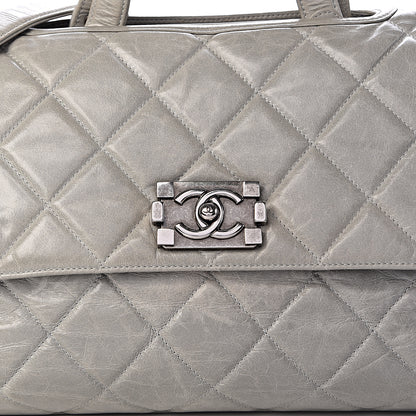 Chanel Glazed Calfskin Boy Satchel Flap Light Grey 8 of 13