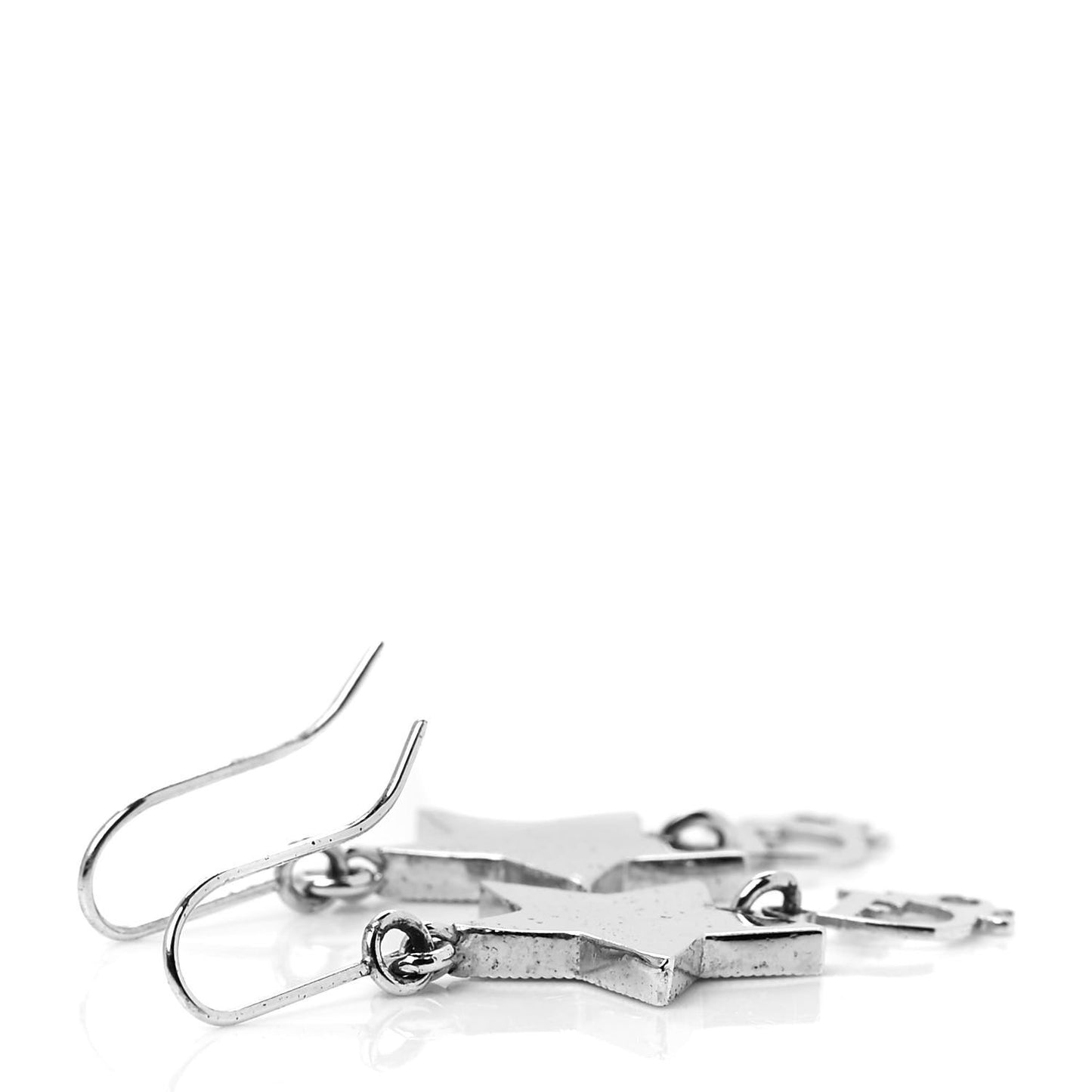 Crystal Star Dangle Earrings Silver