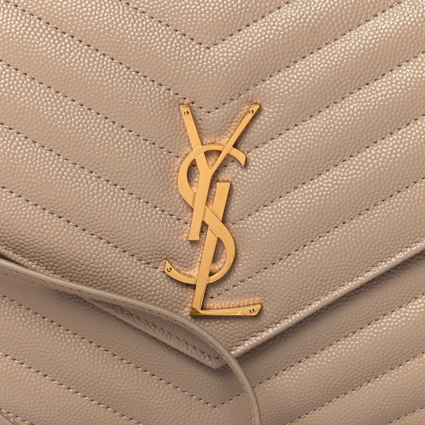 Grain De Poudre Matelasse Chevron Monogram Envelope Clutch Dark Beige