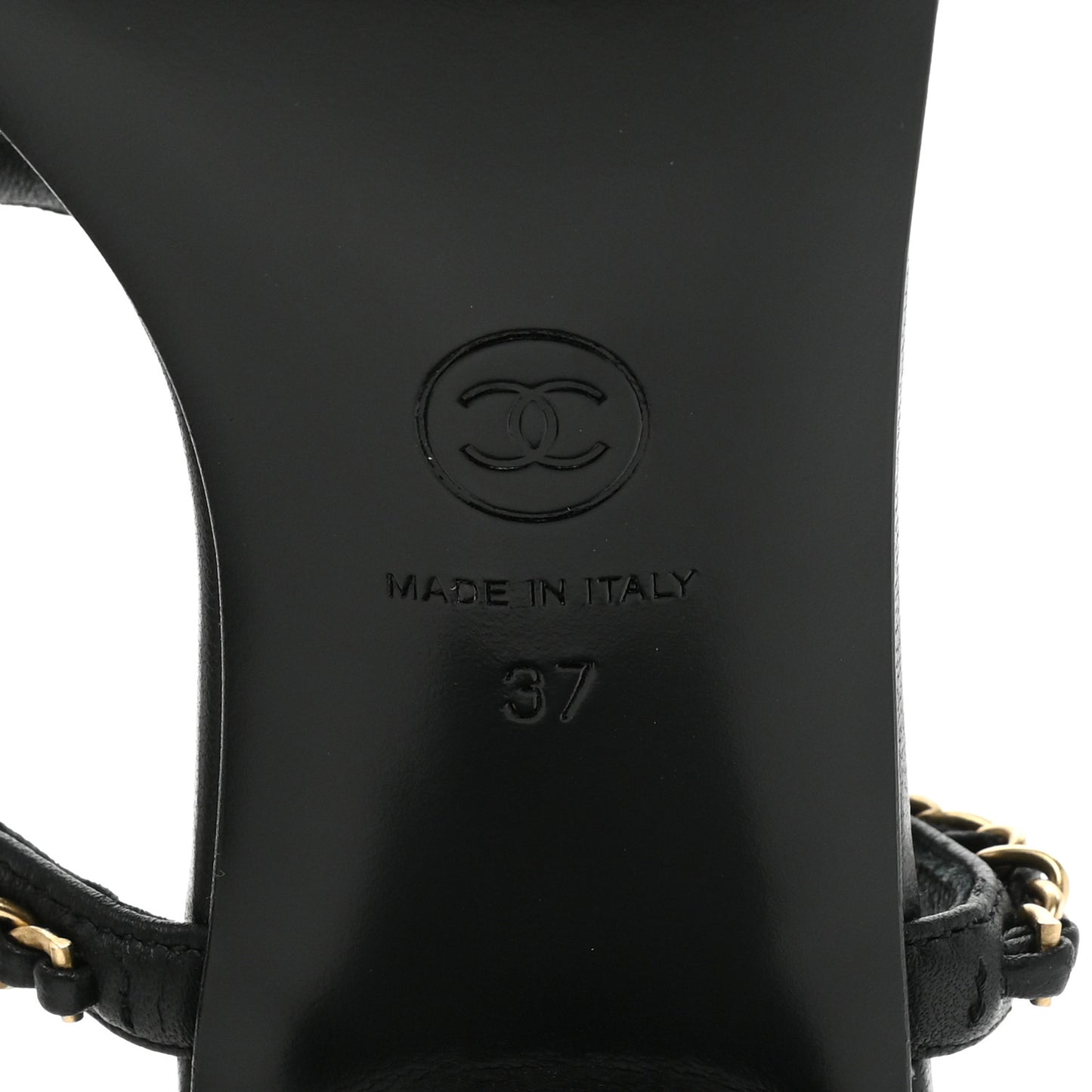 Lambskin Pearl Chain CC Thong Sandals 37 Black