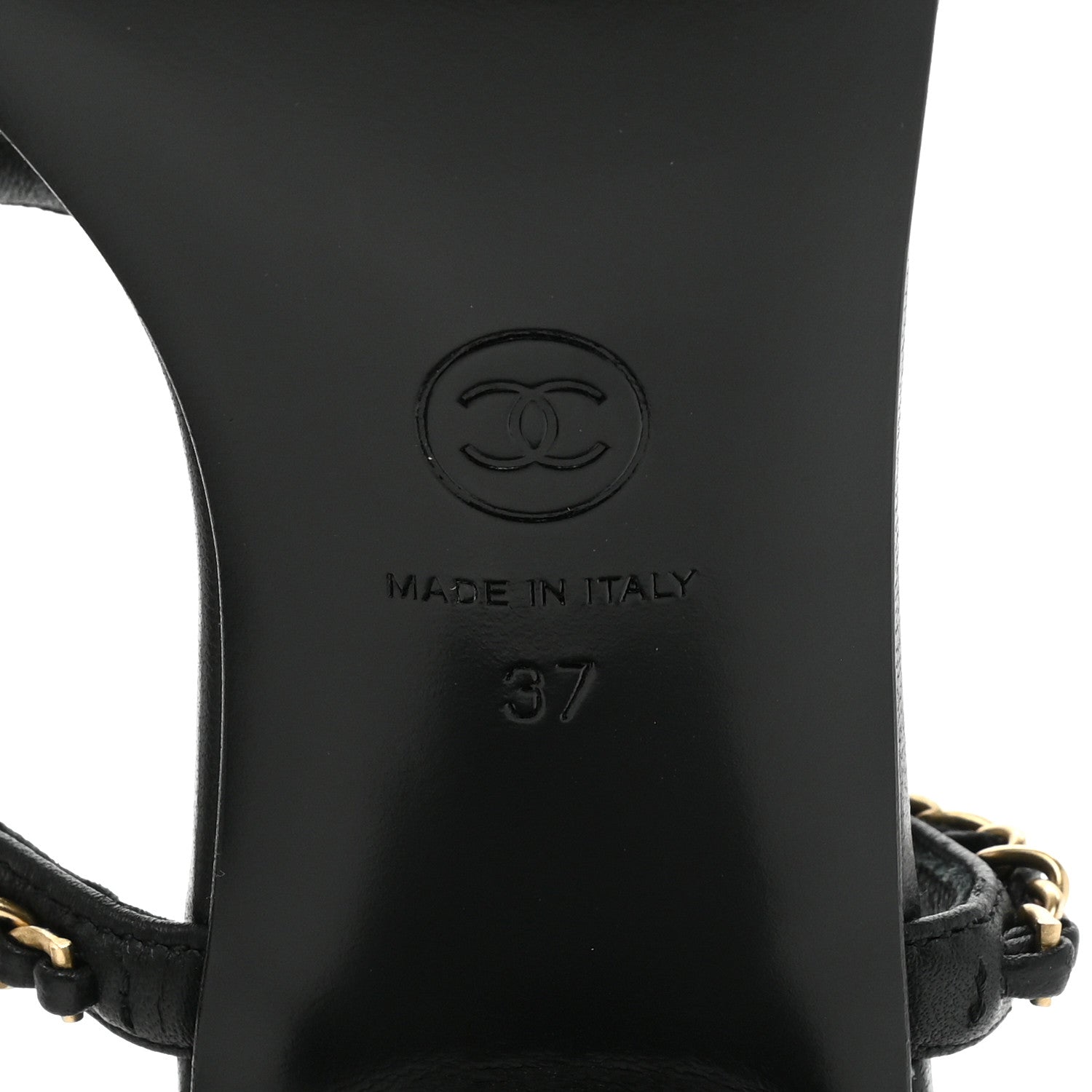 Chanel Lambskin Pearl Chain CC Thong Sandals 37 Black 6 of 8