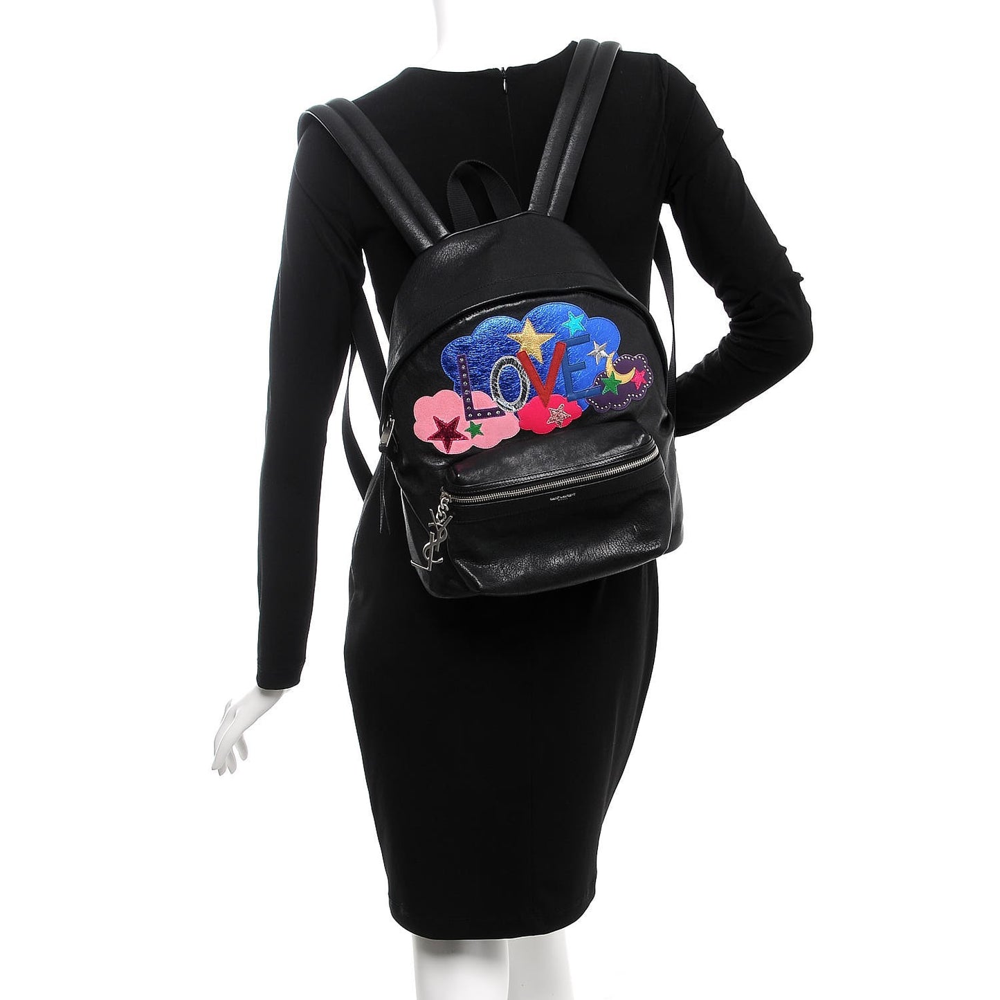 Sheepskin Mini Love Appliqué City Backpack Black