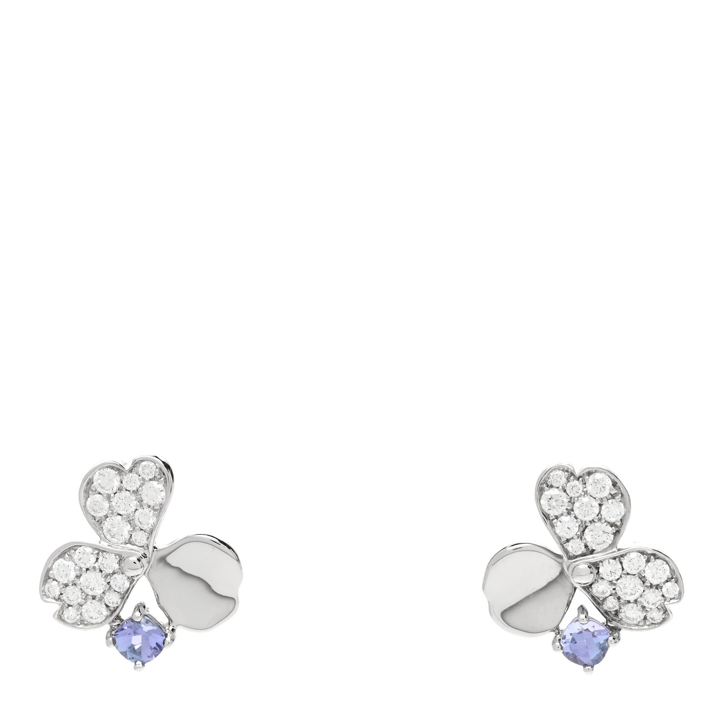 Platinum Diamond Tanzanite Paper Flowers Earrings