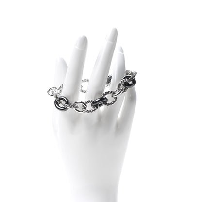 David Yurman Sterling Silver Ceramic 13mm Large Oval Link Bracelet Black 2 of 5