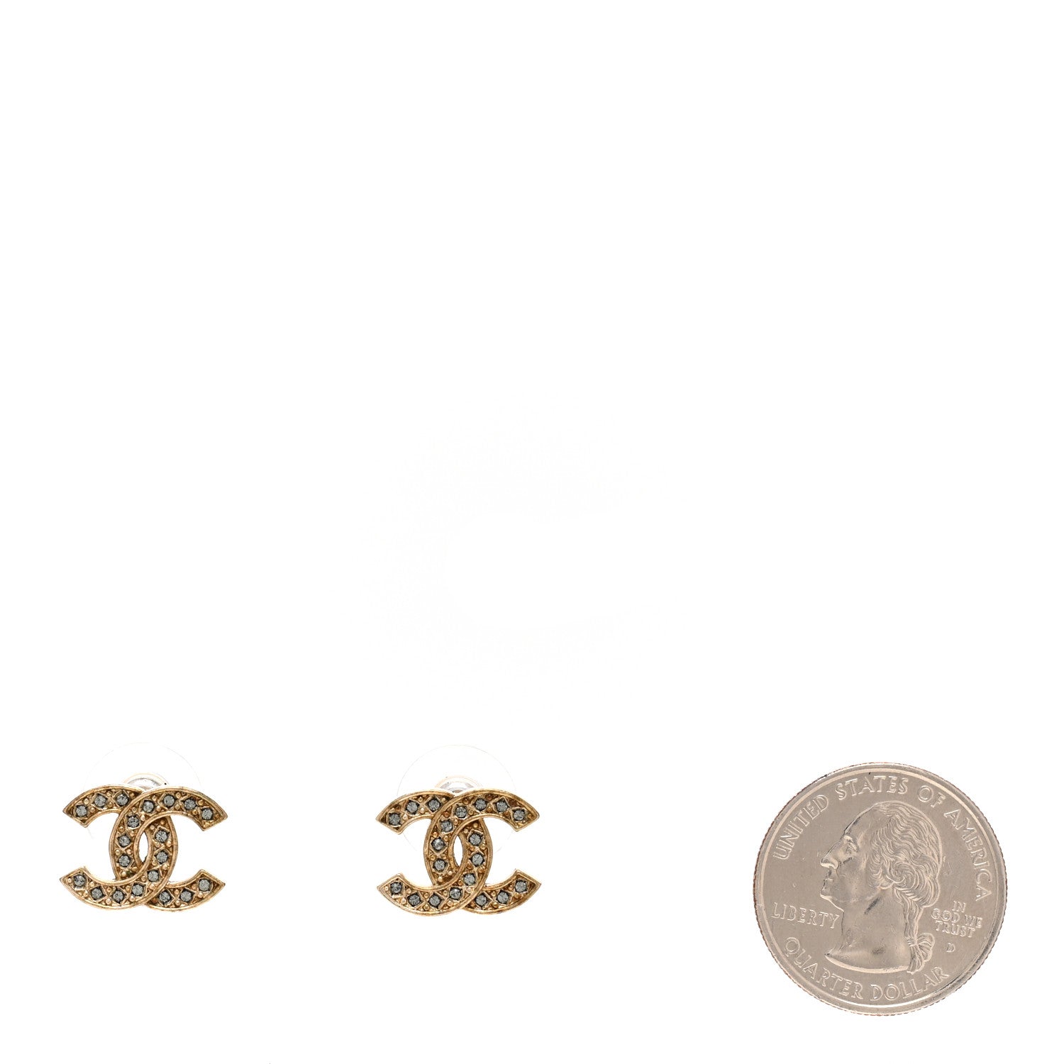 Chanel Crystal CC Earrings Gold 2 of 5