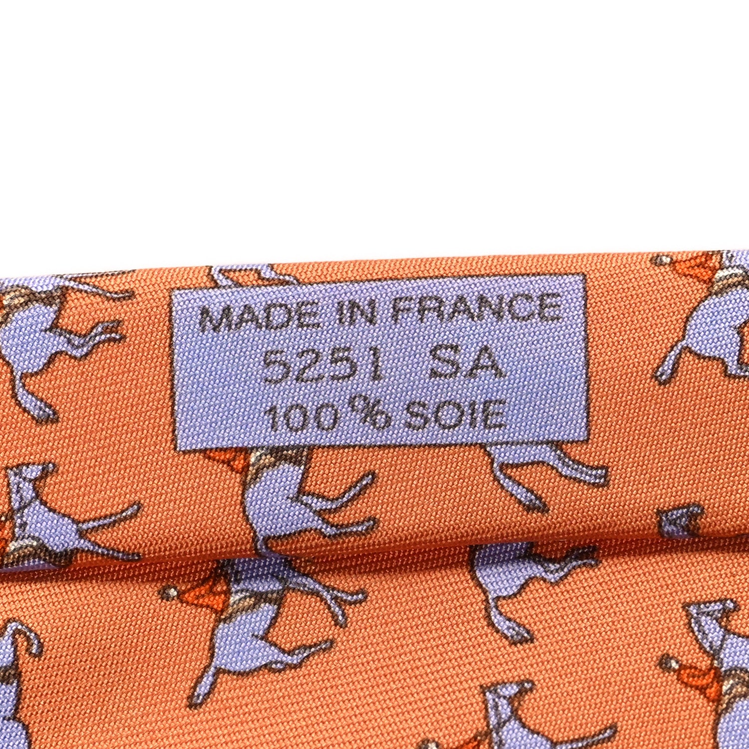 Hermes Printed Silk Mens Neck Tie Orange 4 of 5