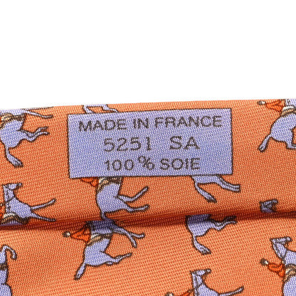 Hermes Printed Silk Mens Neck Tie Orange 4 of 5