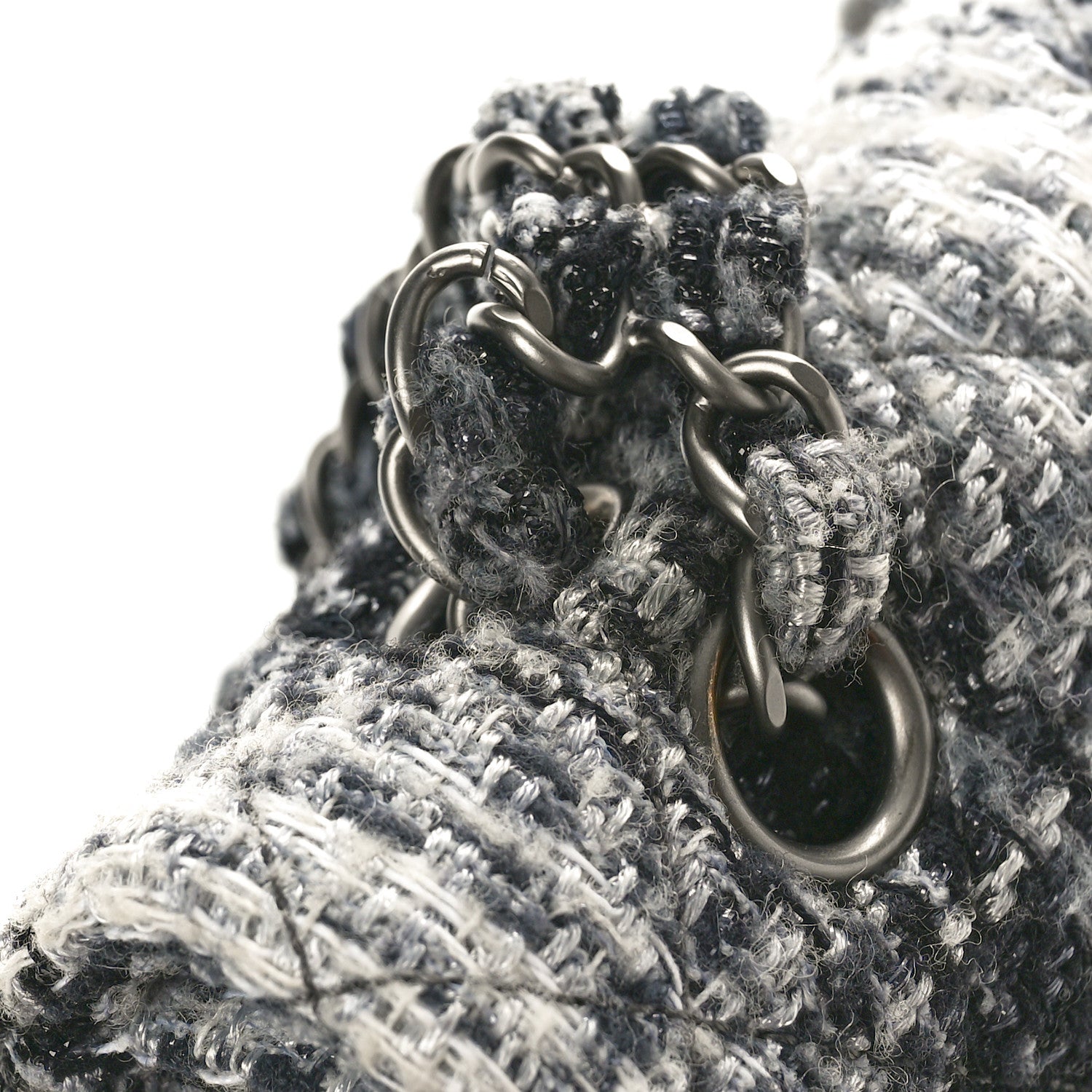 Chanel Tweed Quilted Medium Double Flap Black Grey 11 of 11