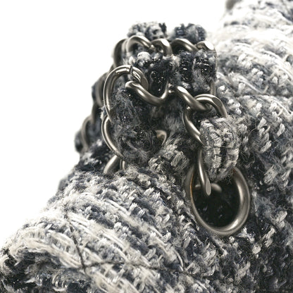 Chanel Tweed Quilted Medium Double Flap Black Grey 11 of 11