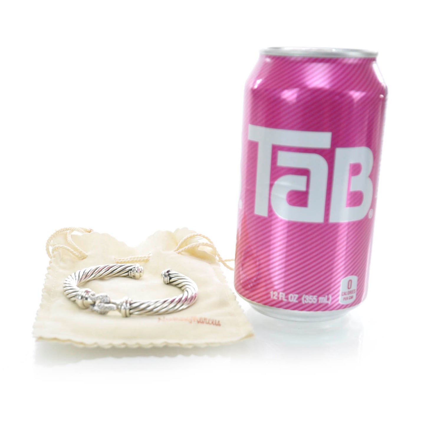 Sterling Silver Diamond 7mm Cable Buckle Cuff Bracelet