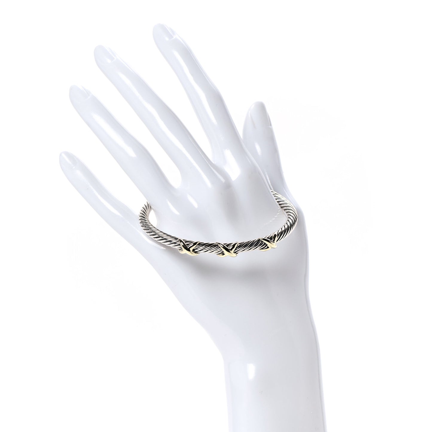 Sterling Silver 14K Yellow Gold 5mm Triple X Cable Bracelet
