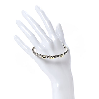 David Yurman Sterling Silver 14K Yellow Gold 5mm Triple X Cable Bracelet 2 of 4