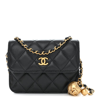 Chanel Lambskin Quilted Pearl Crush Clutch With Chain Black 1 of 12