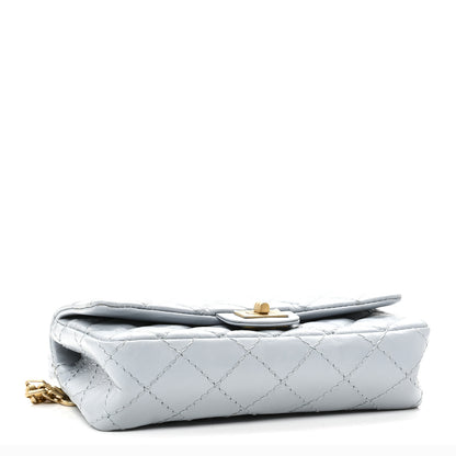 Chanel Aged Calfskin Quilted 2.55 Reissue Flap Belt Bag Clutch Light Blue 4 of 11