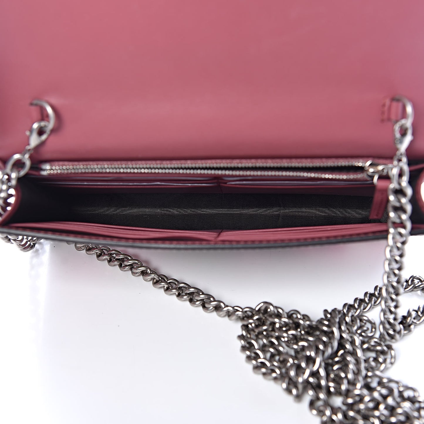 GG Supreme Monogram Blooms Chain Wallet Beige Multicolor Dry Rose