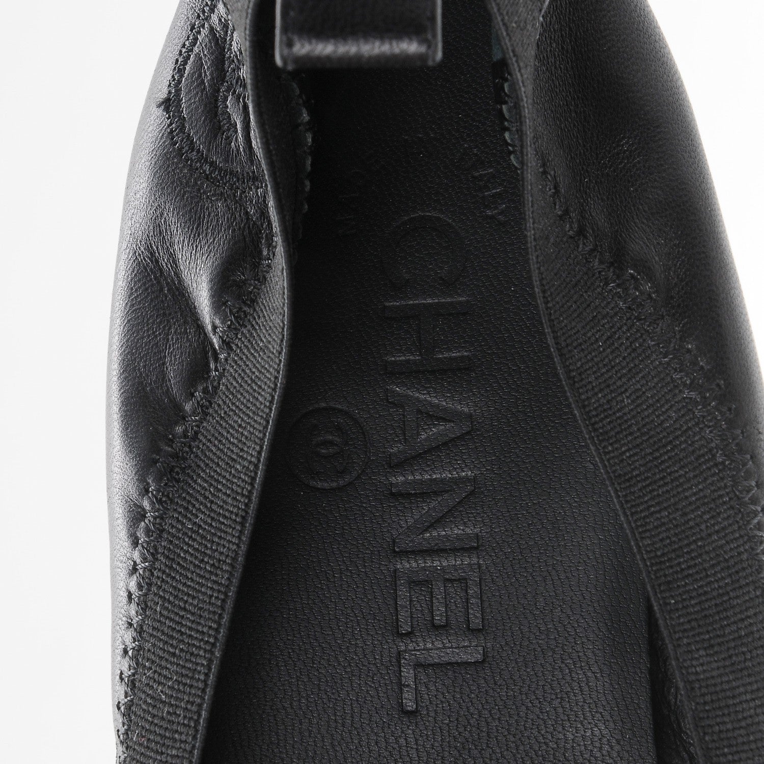 Chanel Lambskin Patent CC Elastic Stretch Pumps 38 Black 7 of 8