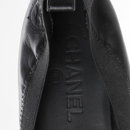 Chanel Lambskin Patent CC Elastic Stretch Pumps 38 Black 7 of 8