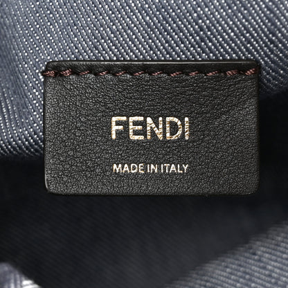 Fendi Denim Effect Fabric Jacquard FF Vitello Grace Medium Mamma Baguette Blue 5 of 9