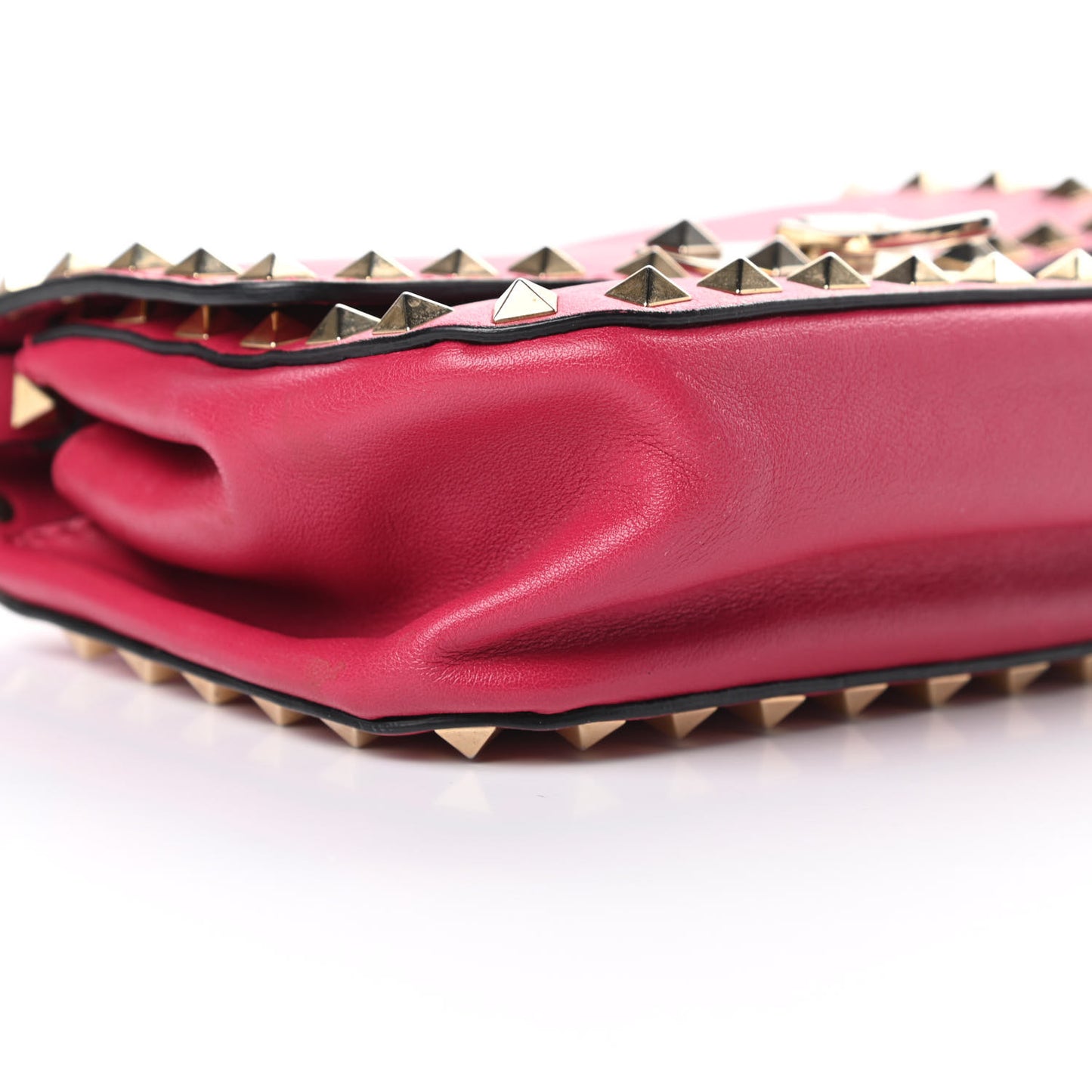 Vitello Mini Rockstud Flap Saddle Crossbody Bag Cyclamin