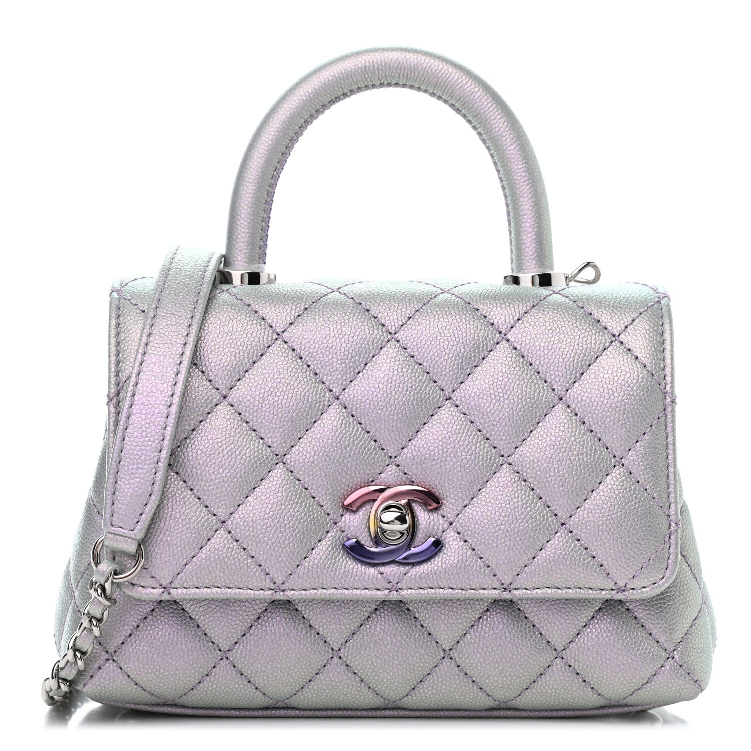 Chanel Iridescent Caviar Quilted Extra Mini Coco Handle Flap Purple 1 of 6