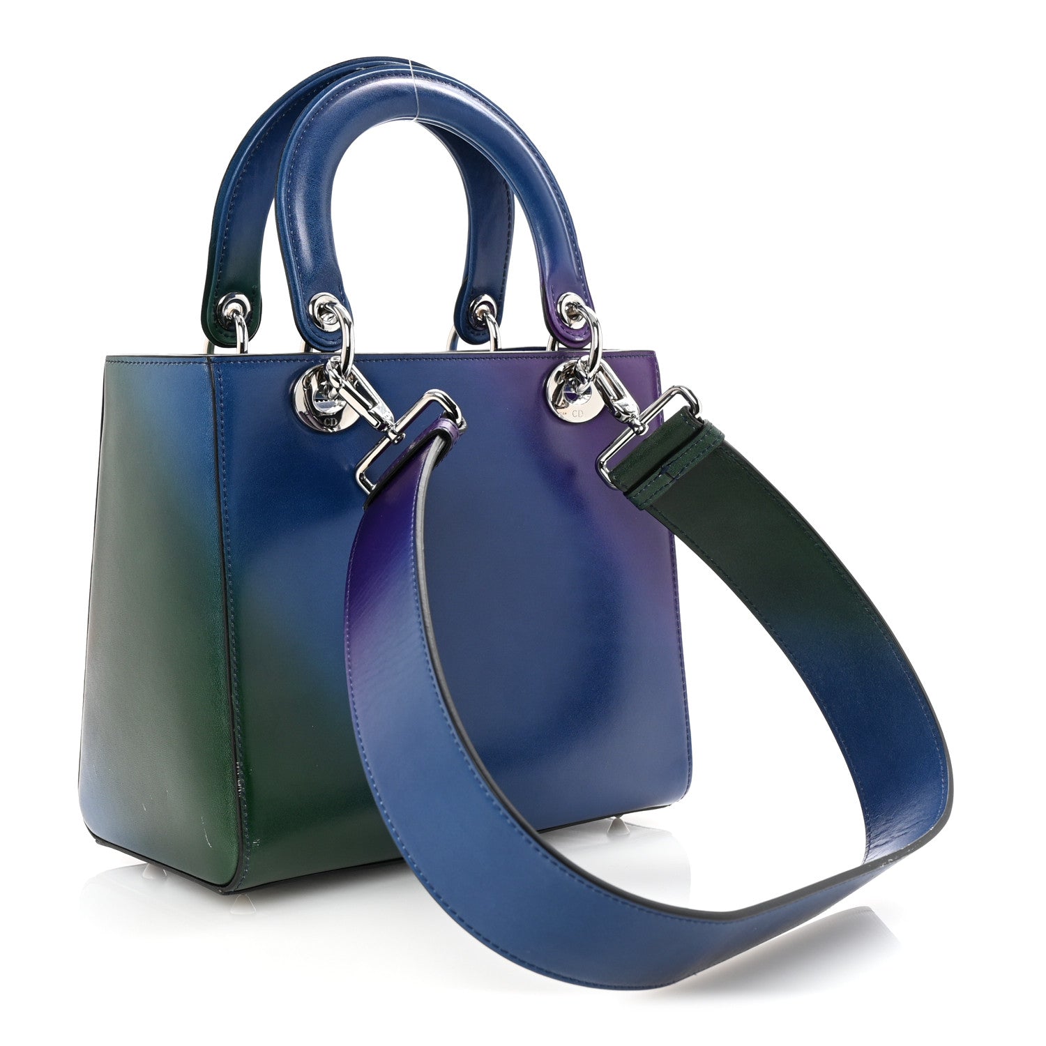 Christian Dior Box Calfskin Gradient Medium Lady Dior Purple Blue Green 3 of 9