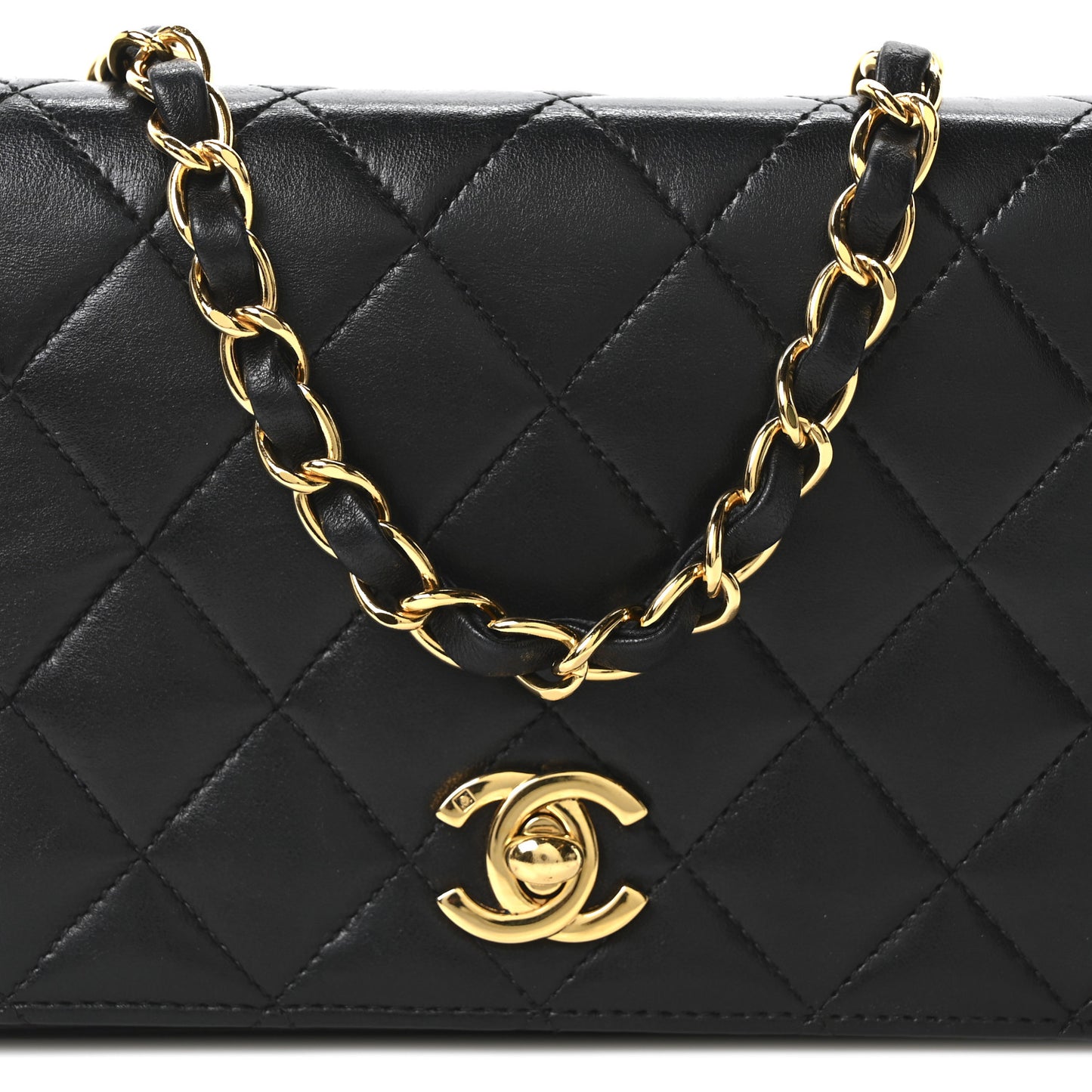 Lambskin Quilted Small Single Flap Black