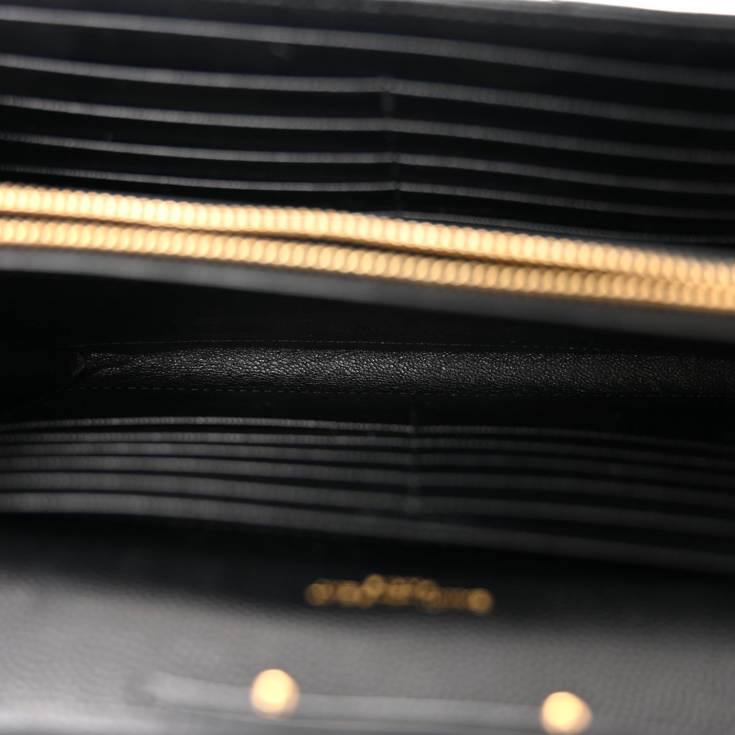 Saint Laurent Grain De Poudre Matelasse Chevron Monogram Chain Wallet Black 6 of 11