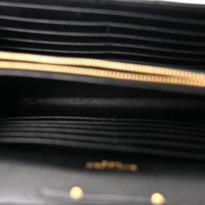 Saint Laurent Grain De Poudre Matelasse Chevron Monogram Chain Wallet Black 6 of 11
