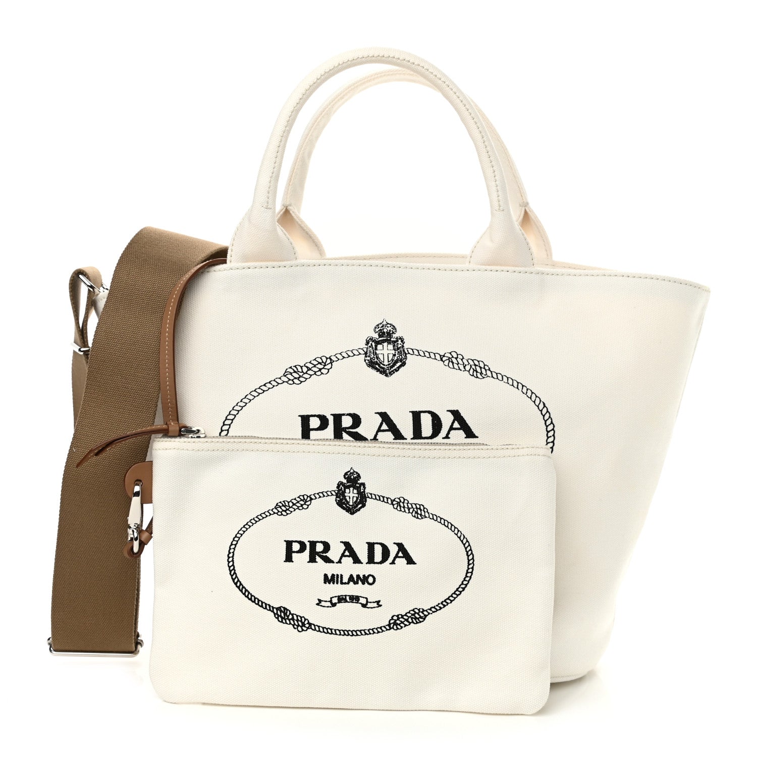 Prada Canapa Small Shopping Tote White 3 of 12