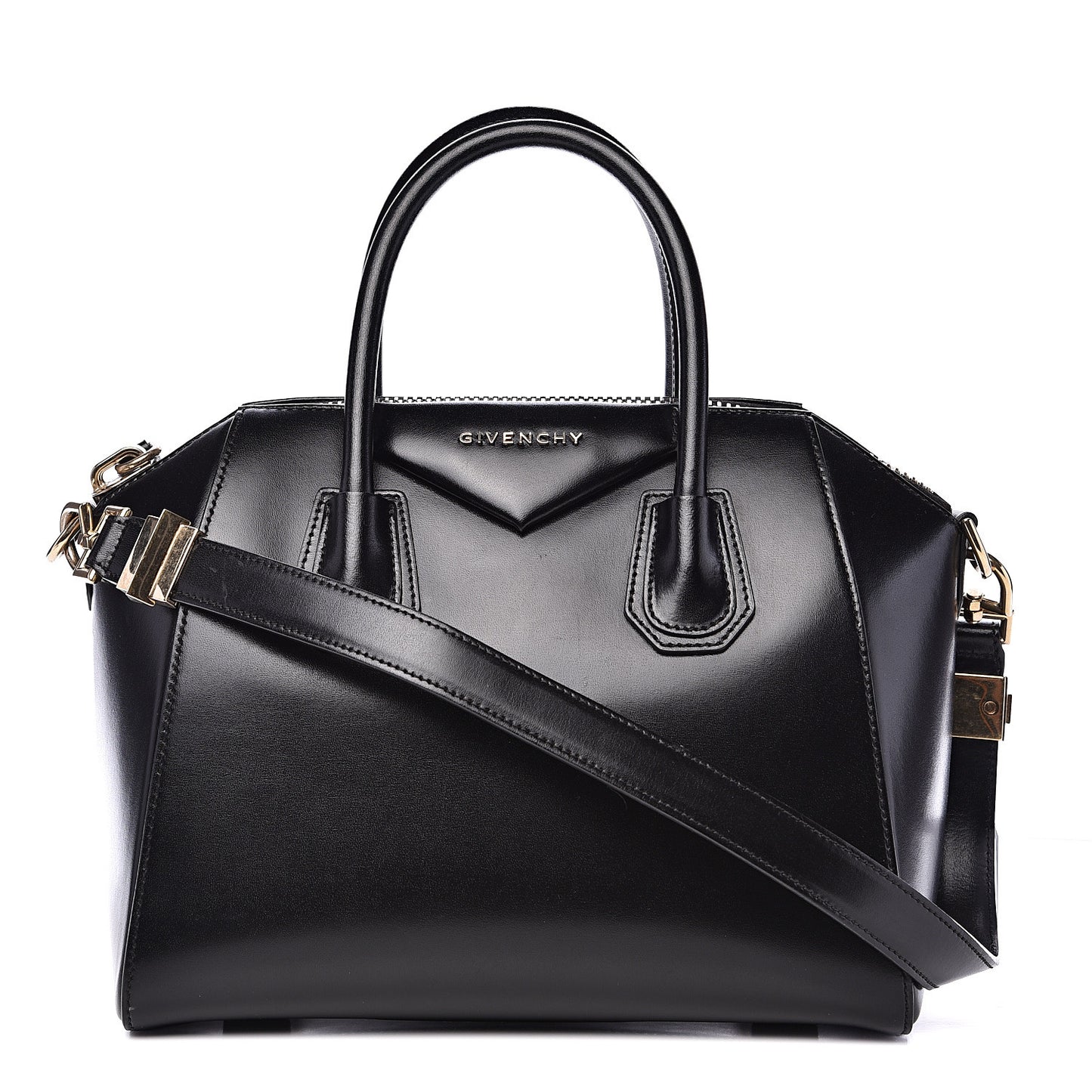 Shiny Lord Calfskin Small Antigona Black