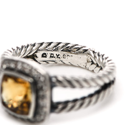 David Yurman Sterling Silver Diamond Citrine 7mm Petite Albion Ring 50 5.25 5 of 9