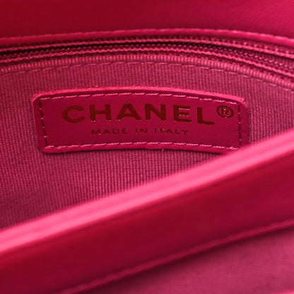 Chanel Lambskin Quilted Small Chain Top Handle Flap Fuchsia 6 of 16