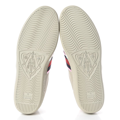Gucci Calfskin Ayers Web Flames Embroidered Mens Ace Sneakers 10 Off White 5 of 8