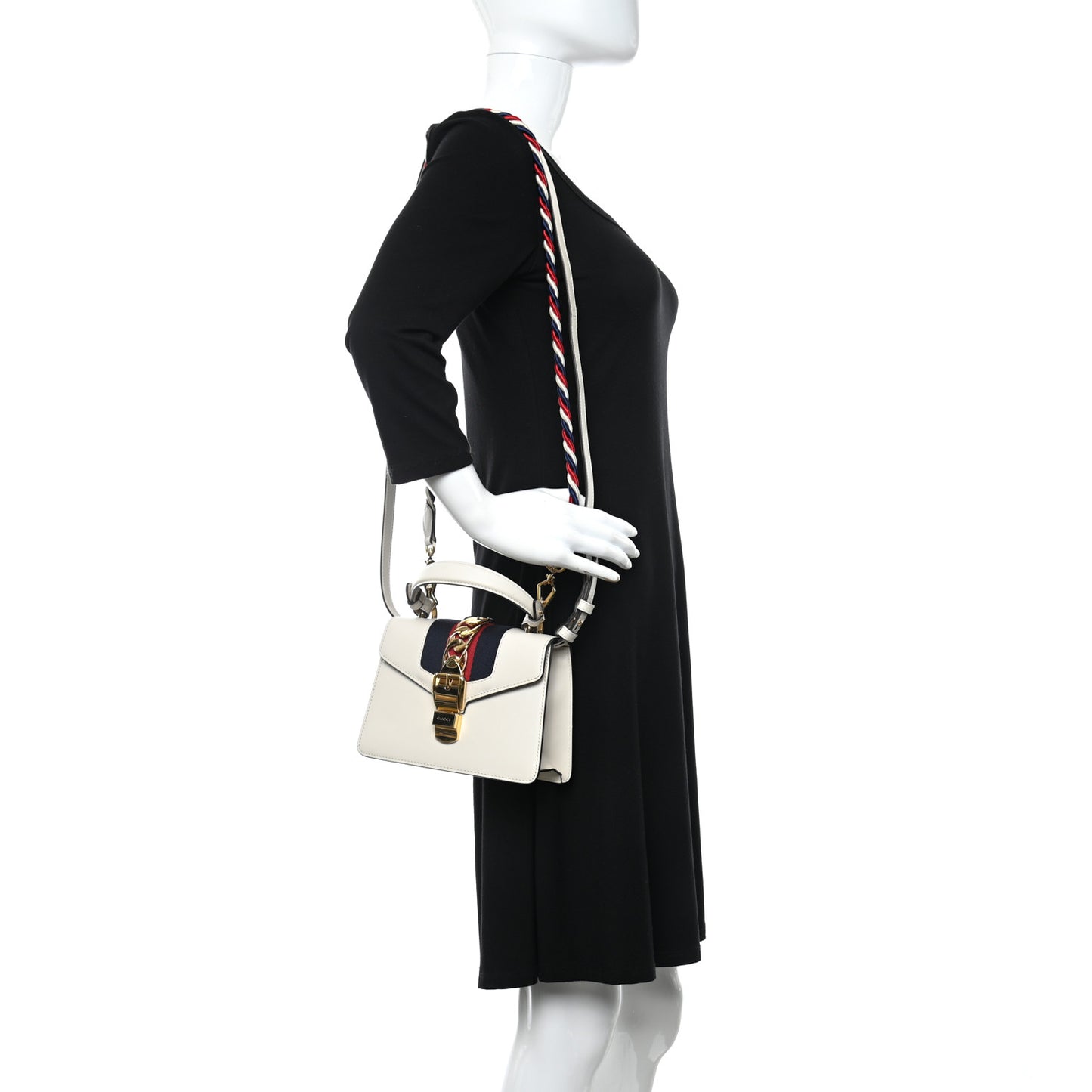 Calfskin Mini Sylvie Top Handle Bag White